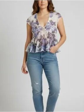 Y2K Baby Doll Sheer Peplum Ruffle Top by Sweet Lilac